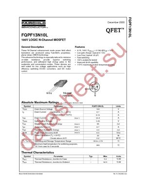 FQPF13N10L datasheet  